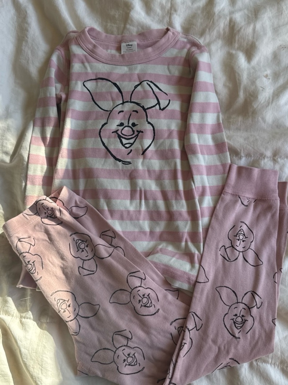 Hanna Andersson Pink & White Striped Piglet Pajama Set